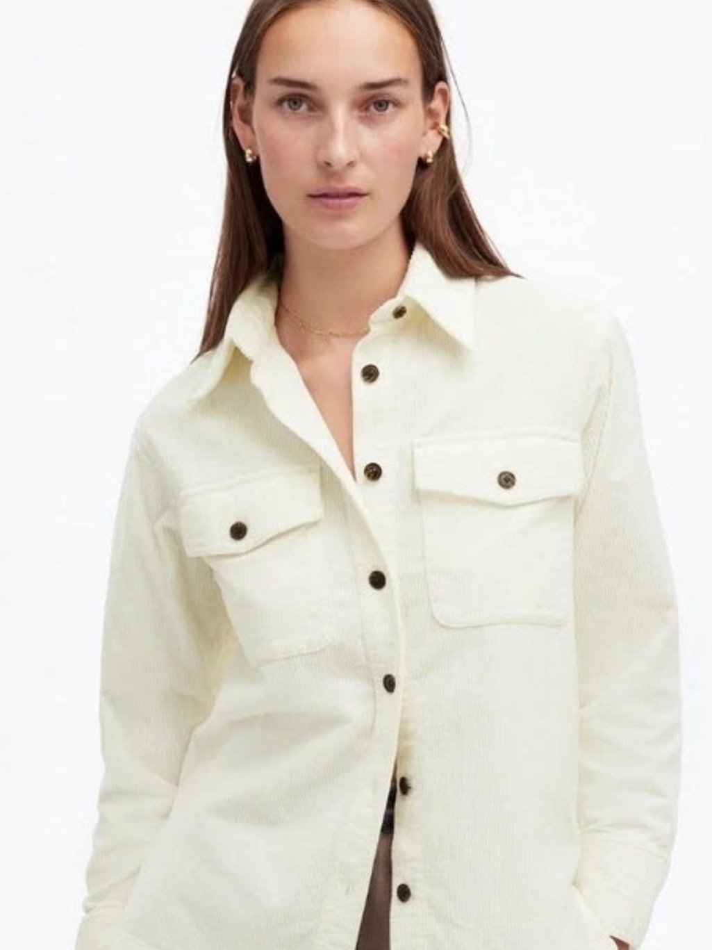 Madewell Women’s Corduroy Relaxed Shirt Jacket Ivory Size M